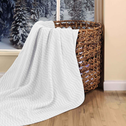 Jena Cotton Textured Chevron Lightweight Woven Blanket - White