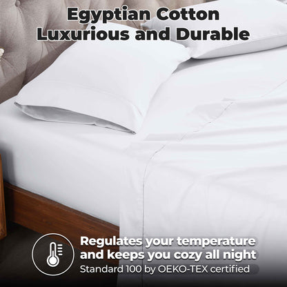 400 Thread Count Egyptian Cotton Solid Deep Pocket Sheet Set - White