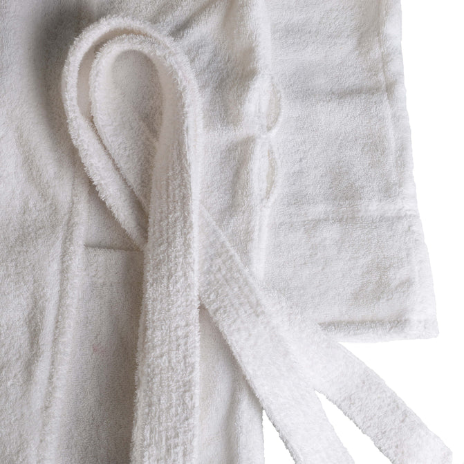 Classic Women's Bath Robe Turkish Cotton Bathrobe with Adjustable Belt - White