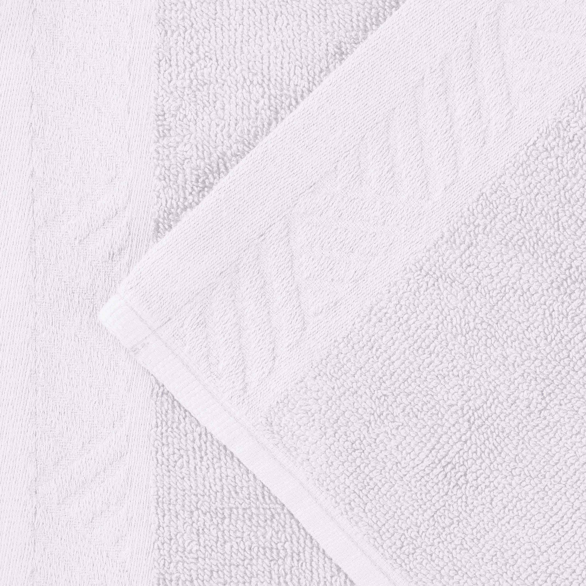 Basketweave Egyptian Cotton Jacquard and Solid Bath Towel Set of 4 - White