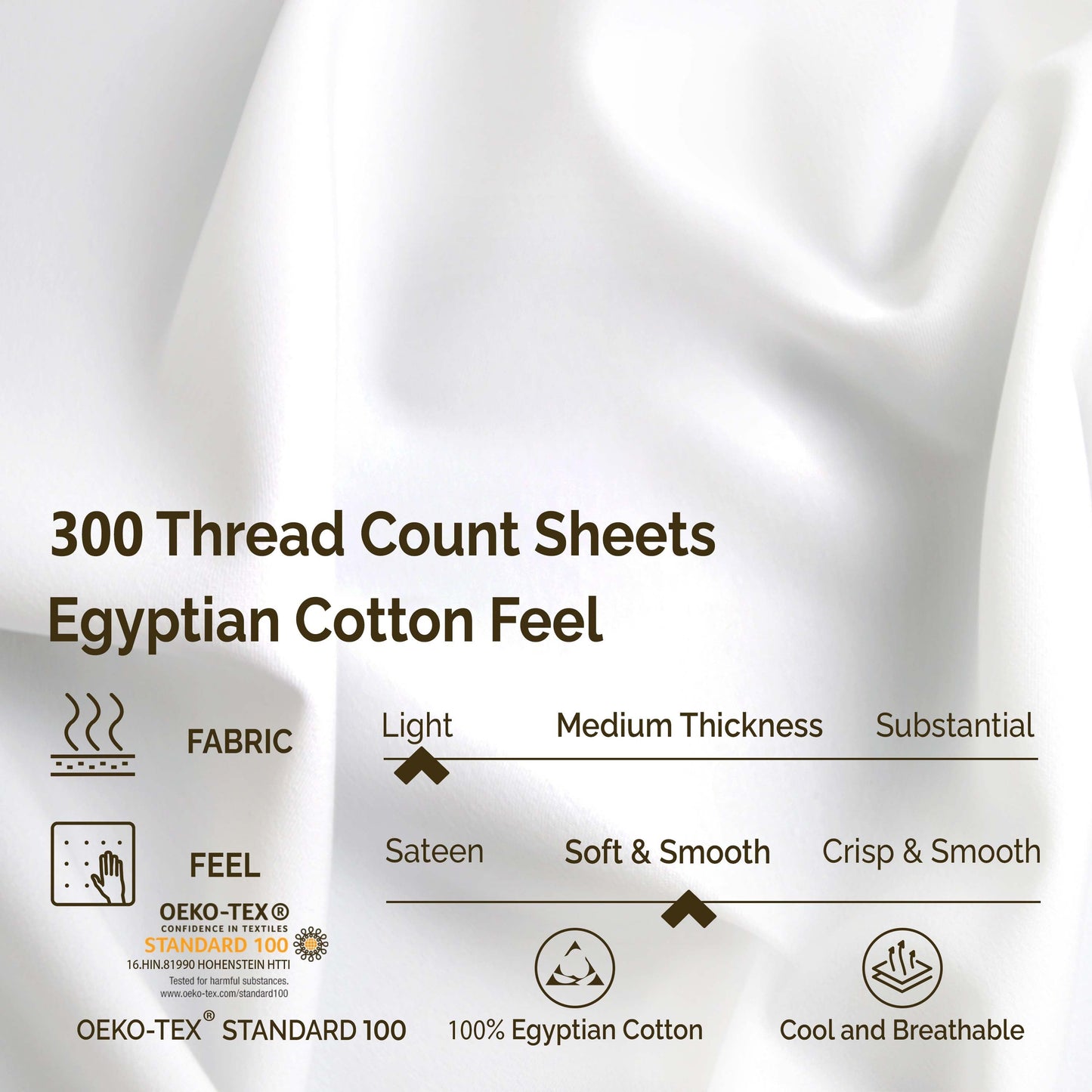 Egyptian Cotton 300 Thread Count Solid Deep Pocket Sheet Set - White
