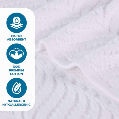 Chevron Zero Twist Solid and Jacquard Soft Cotton 6 Piece Towel Set - White