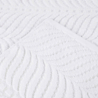 Chevron Zero Twist Jaquard Cotton 3 Piece Bathroom Towel Set - White