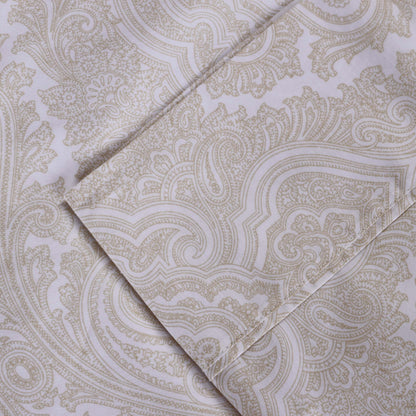 Italian Paisley 600 Thread Count Cotton Blend Deep Pocket Sheet Set - White