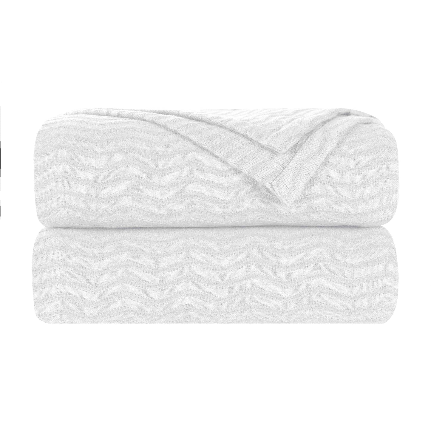 Jena Cotton Textured Chevron Lightweight Woven Blanket - White