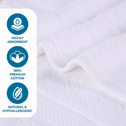 Chevron Zero Twist Solid and Jacquard Soft Cotton 6 Piece Towel Set - White