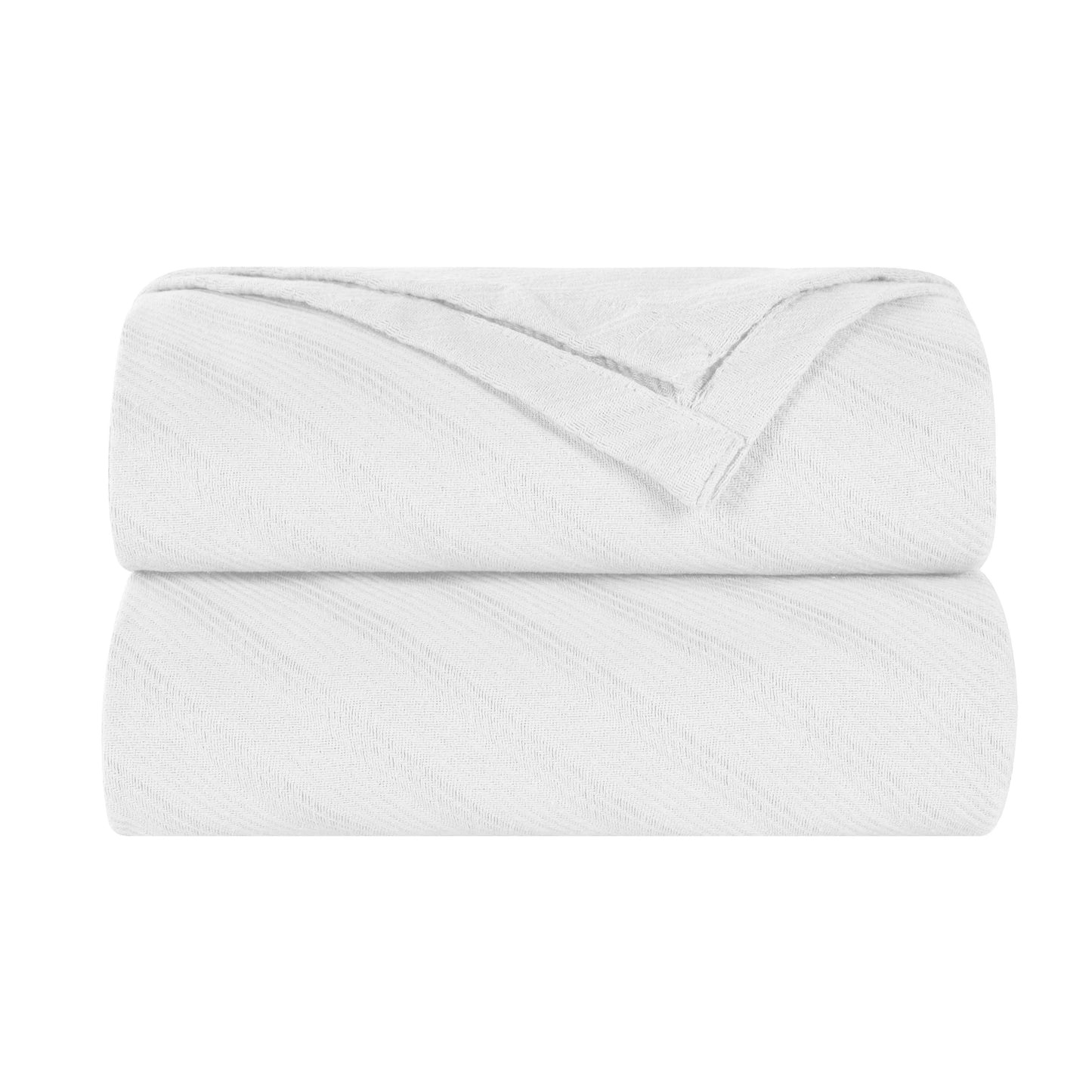 Milan Cotton Textured Jacquard Striped Lightweight Woven Blanket - White