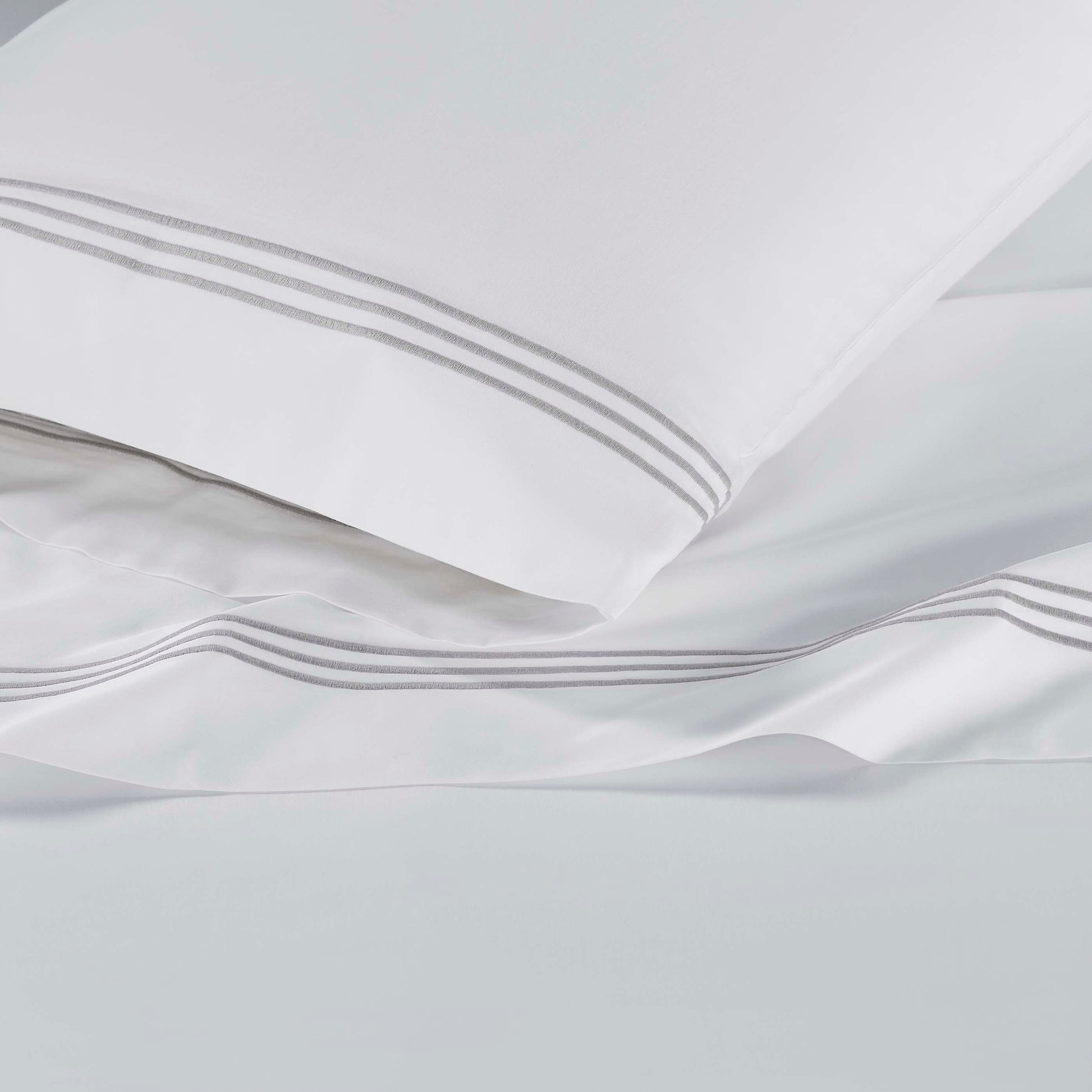 Brandon Cotton Three-Line Embroidered Deep Pocket Bed Sheet Set - White