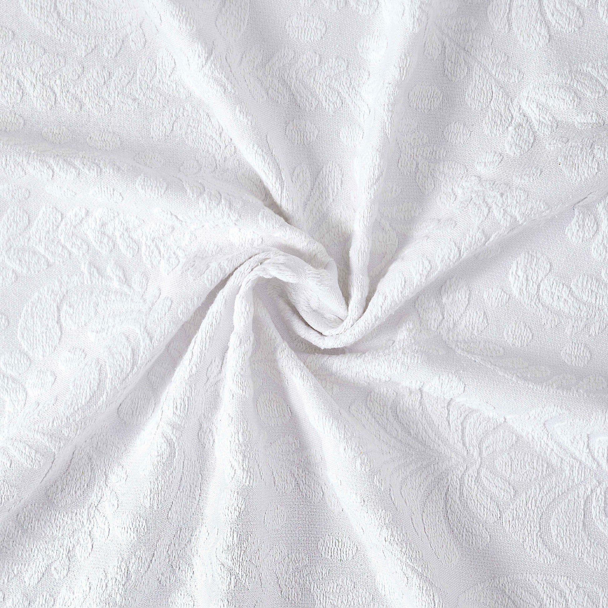 Aspen Cotton Blend Jacquard Floral Scalloped Edge Bedspread Set - White