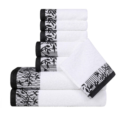 Wisteria Cotton Medium Weight Floral Jacquard Border 8 Piece Towel Set