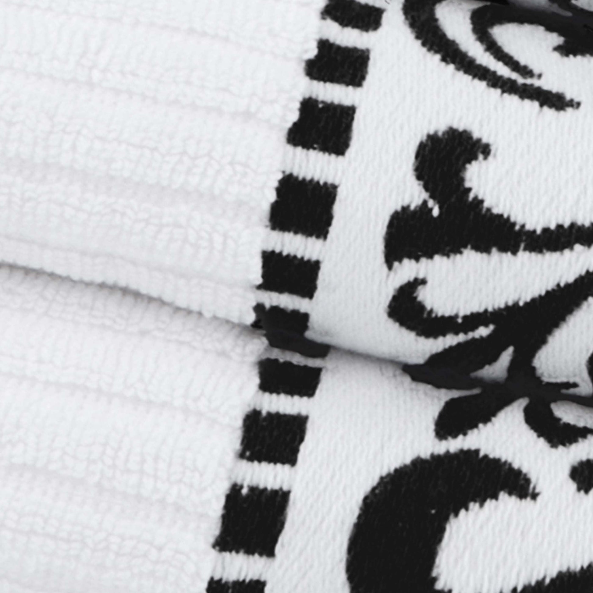 Athens Cotton Greek Key Trim Bath Towel Set of 4 - White-Black