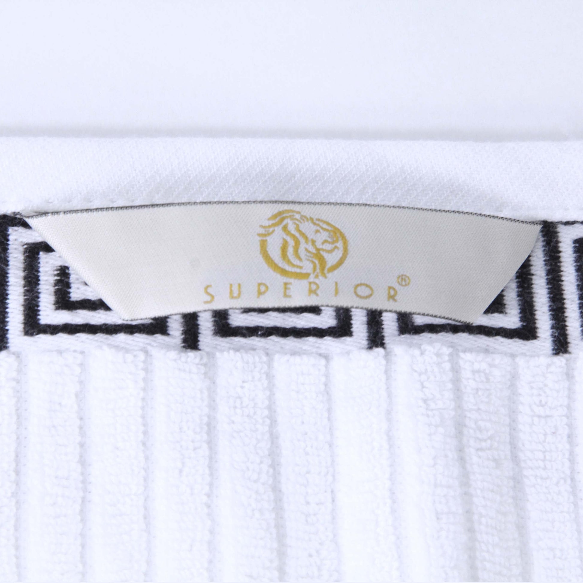 Athens Cotton Greek Key Trim Bath Towel Set of 4 - White-Black