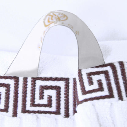 Athens Cotton Greek Key Trim Bath Towel Set of 4 - White-Chocolate