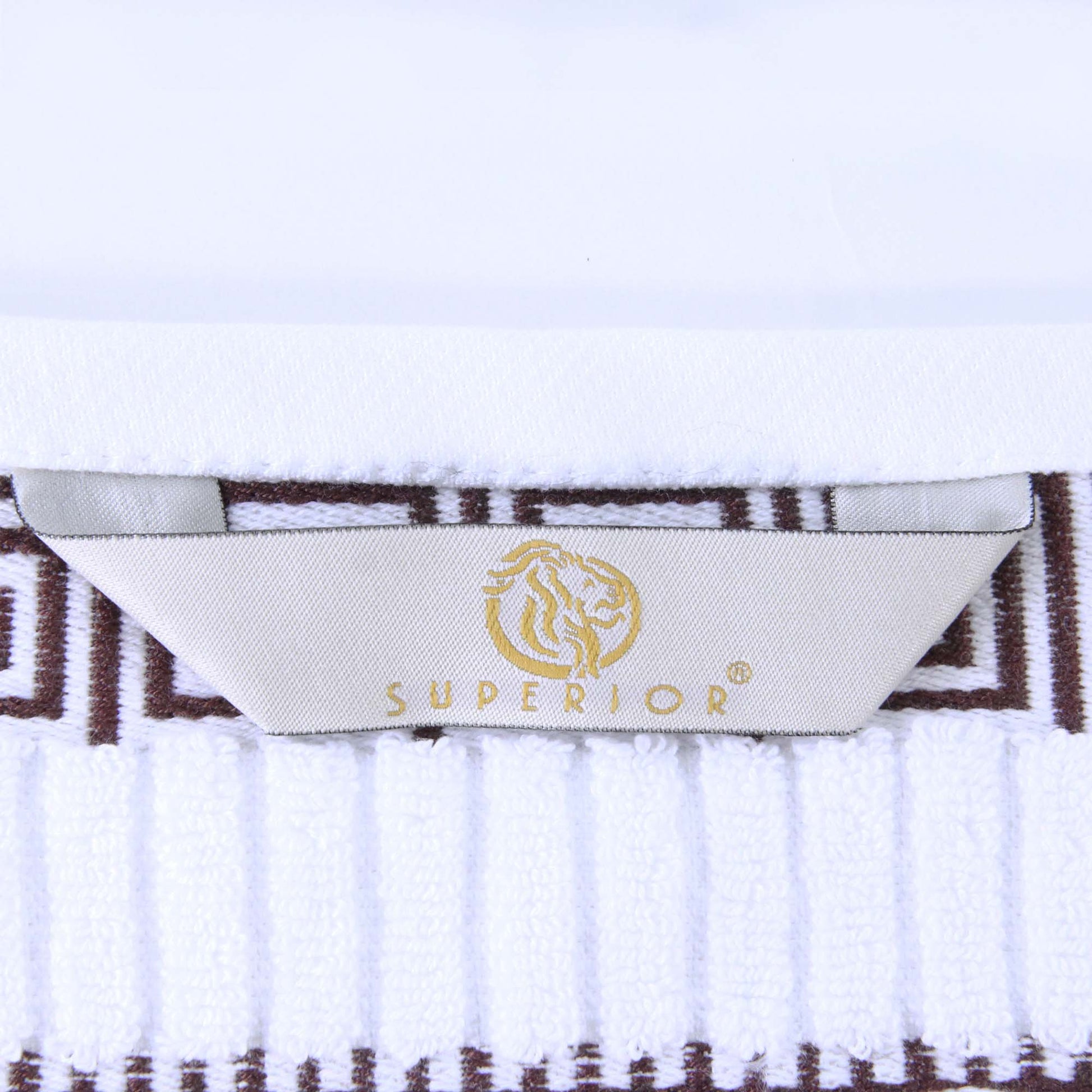 Athens Cotton Medium Weight Floral Greek Key Trim 6 Piece Towel Set - White-Chocolate