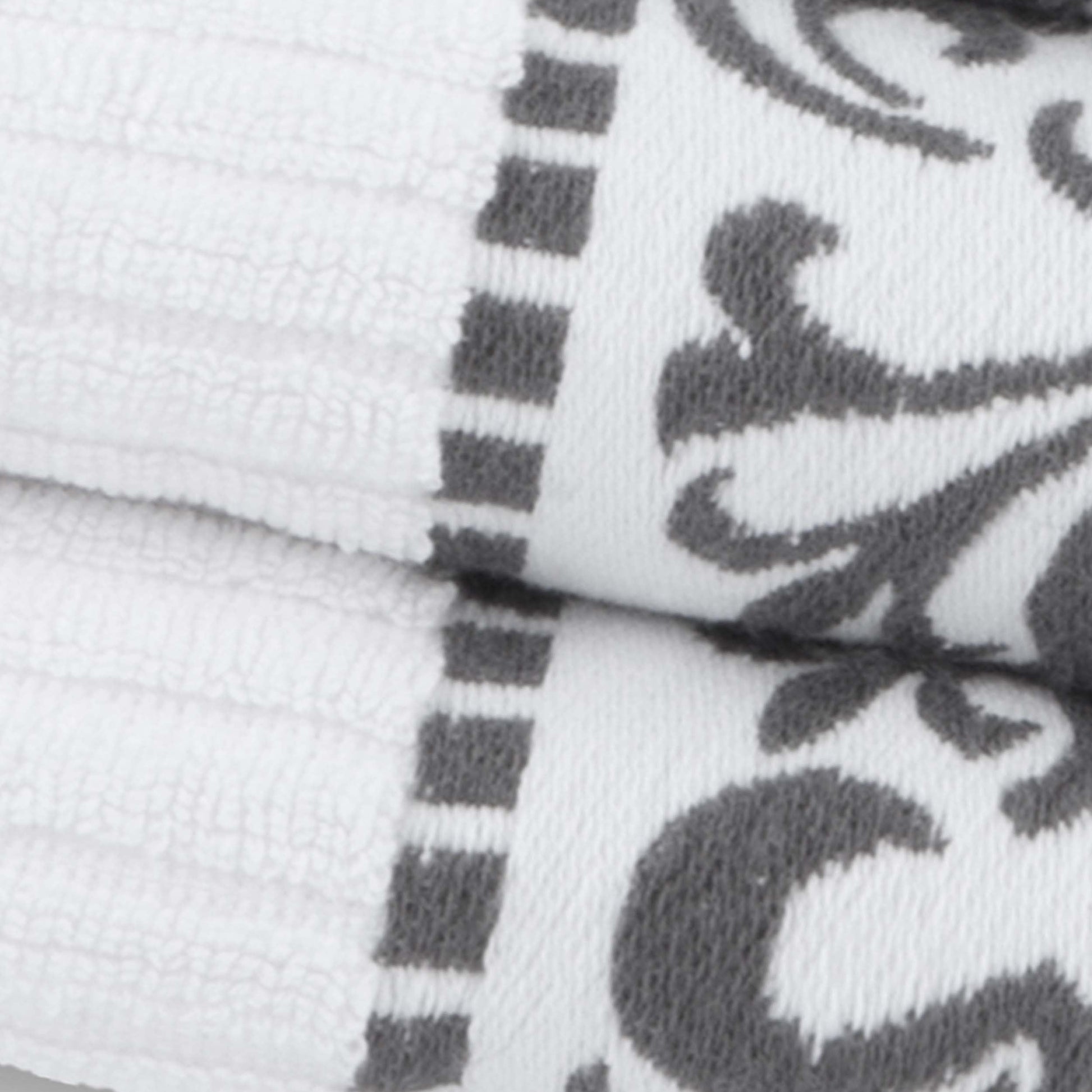 Athens Cotton Greek Key Trim Bath Towel Set of 4 - White-Gray