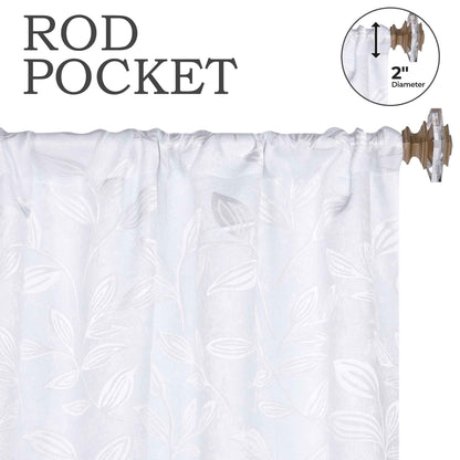 Leaves Room Darkening Grommet Rod Pocket Curtain Panels, Set of 2