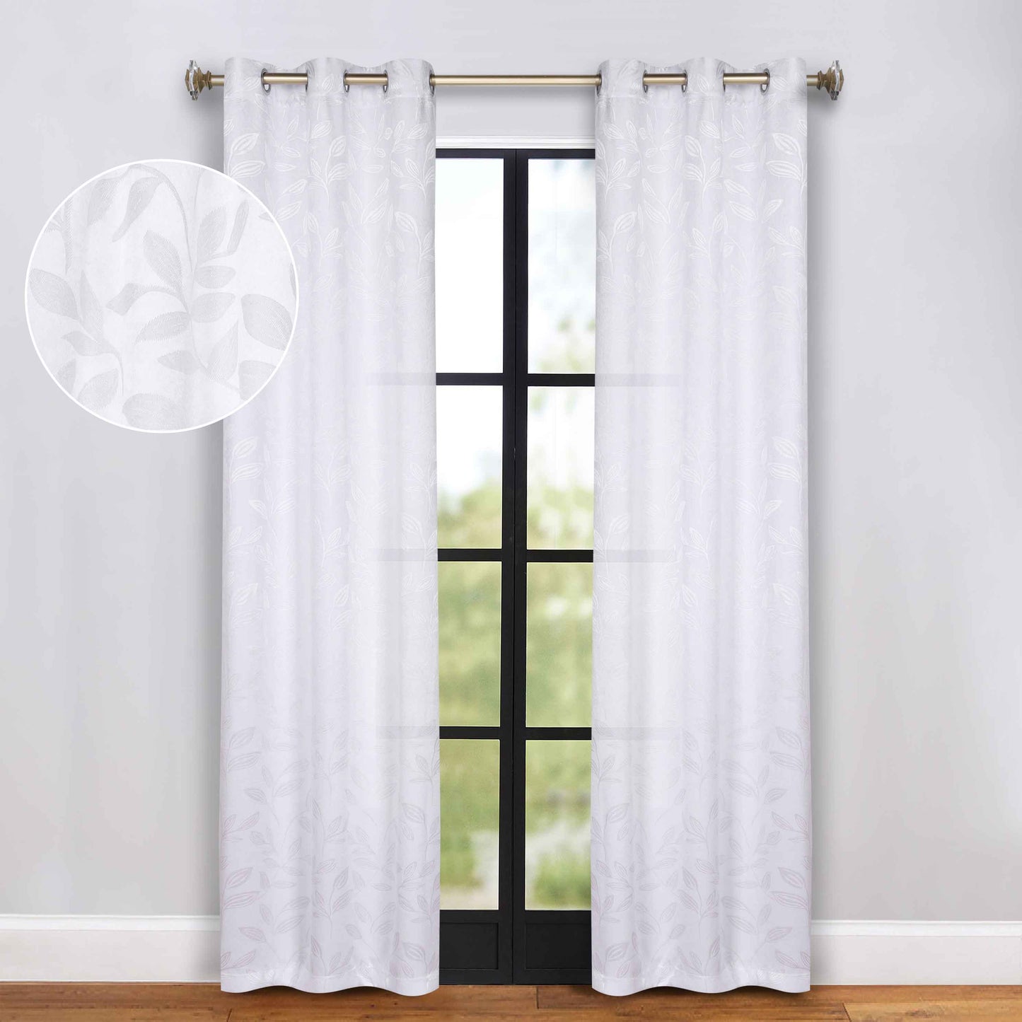 Leaves Room Darkening Grommet Blackout Curtain Panels, Set of 2