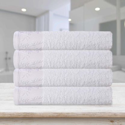 Wisteria Cotton Medium Weight Floral Jacquard Bath Towels, Set of 4