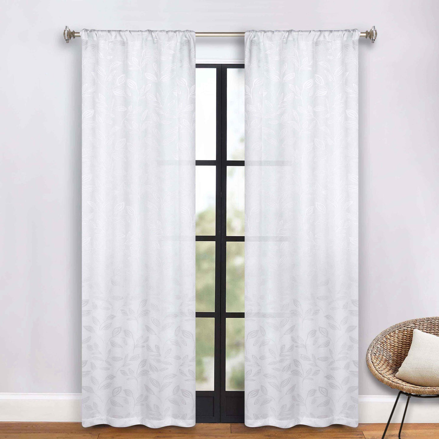 Leaves Room Darkening Grommet Rod Pocket Curtain Panels, Set of 2