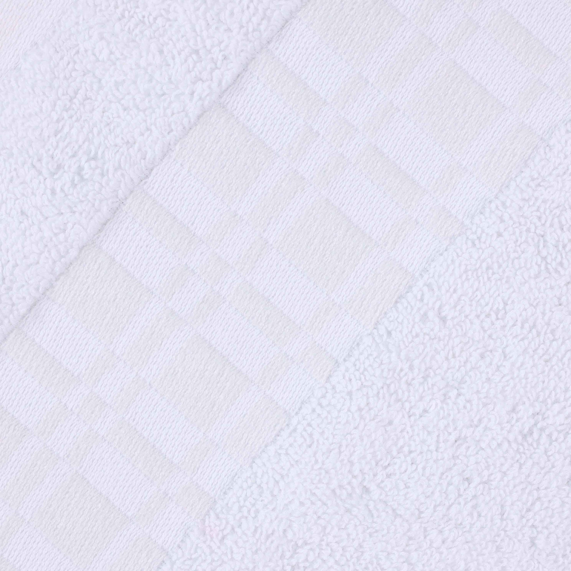 Larissa Cotton Geometric Border Bath Towel Set of 4 - White-White