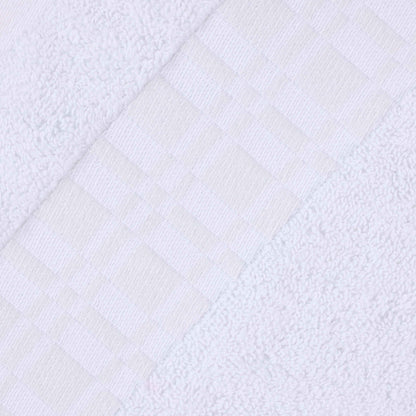 Larissa Cotton Geometric Border Bath Towel Set of 4 - White-White