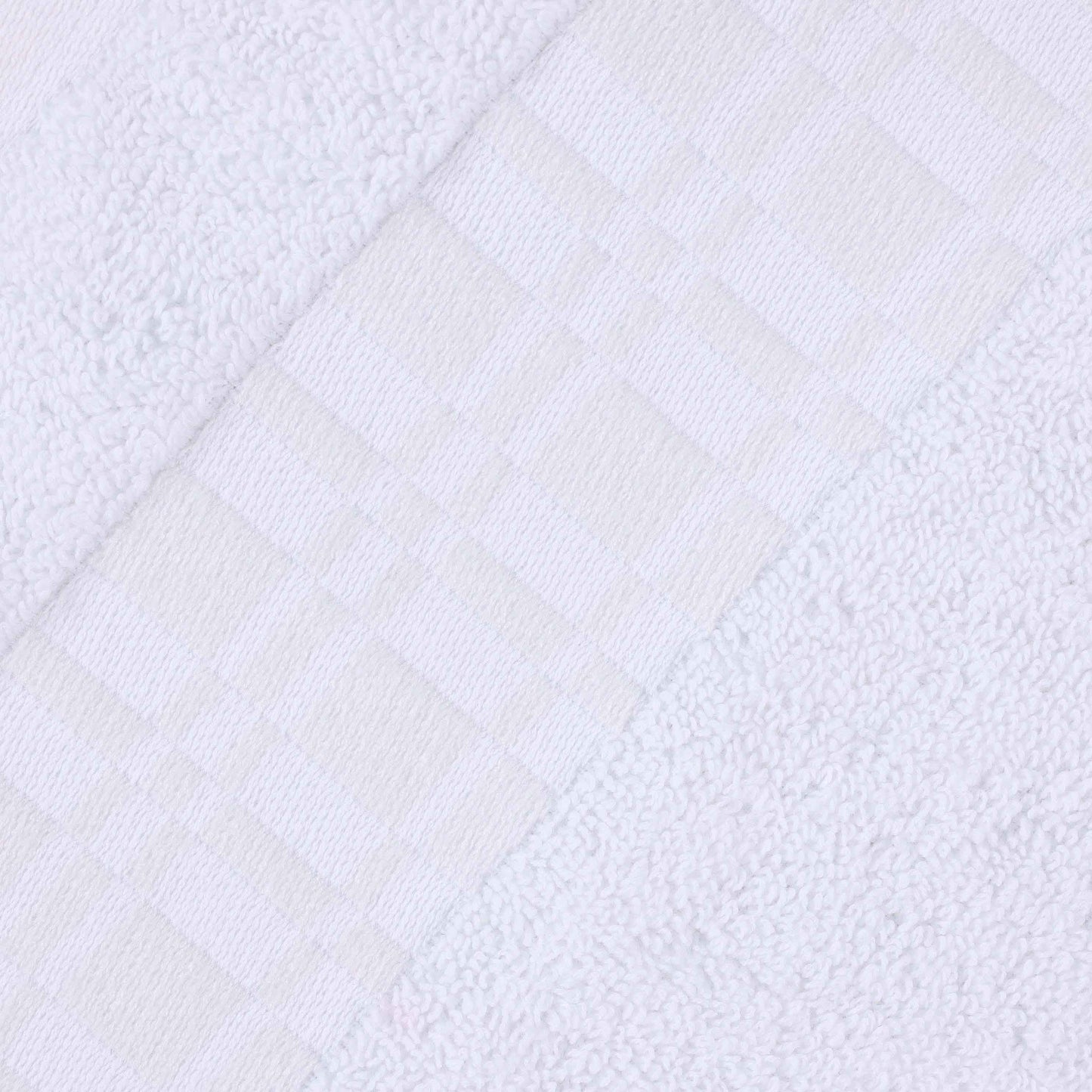 Larissa Cotton Geometric Border 3 Piece Assorted Towel Set - White