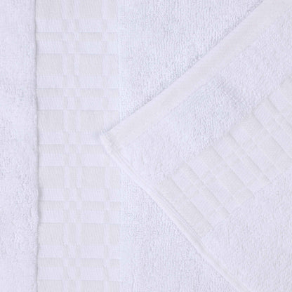 Larissa Cotton Geometric Border Bath Towel Set of 4 - White-White