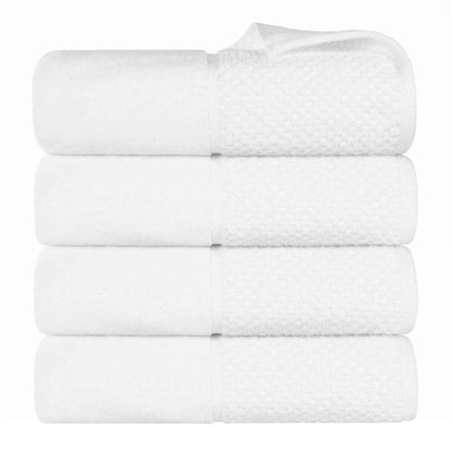 Lodie Cotton Jacquard Solid and Two-Toned Bath Towel Set of 4 - White