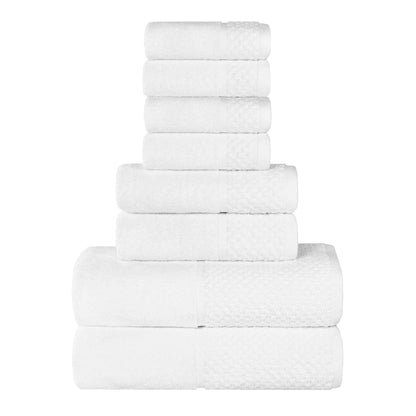 Lodie Cotton Jacquard Solid and Two-Toned 8 Piece Assorted Towel Set - White