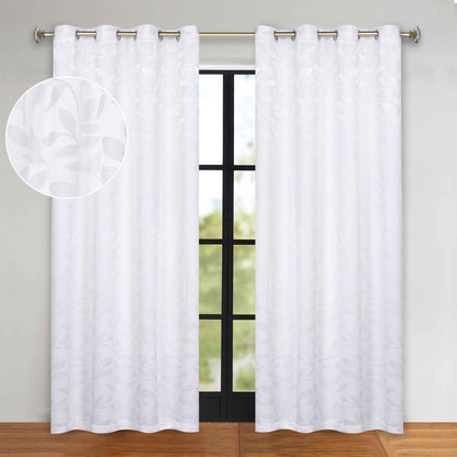 Leaves Room Darkening Grommet Blackout Curtain Panels, Set of 2