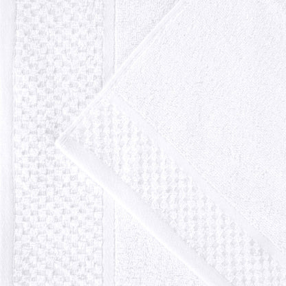 Lodie Cotton Plush Absorbent Jacquard Solid 3 Piece Assorted Towel Set - White