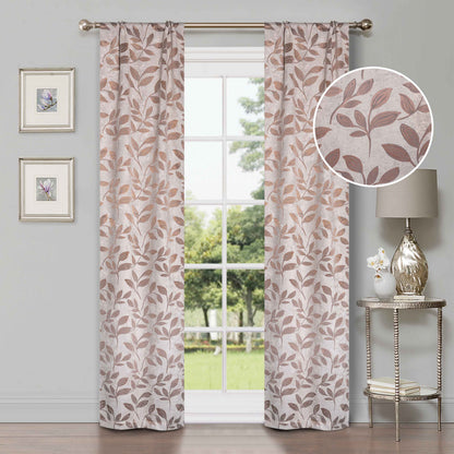 Leaves Room Darkening Washable Blackout Curtain Panels, Set of 2