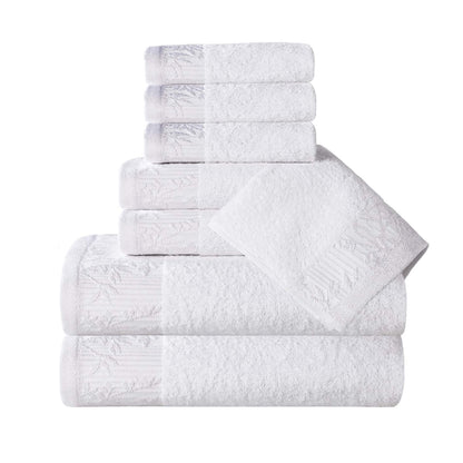 Wisteria Cotton Medium Weight Floral Jacquard Border 8 Piece Towel Set