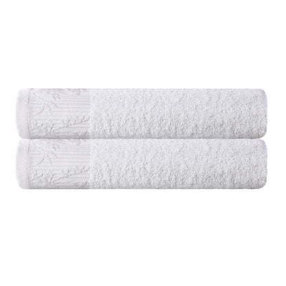 Wisteria Cotton Medium Weight Floral Jacquard Bath Towels, Set of 2