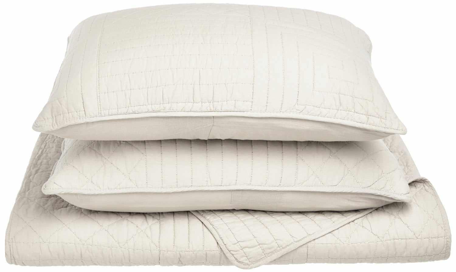 Williams Modern Farmhouse Cotton Geometric Reversible Quilt and Sham Set - Ivory