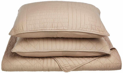 Williams Modern Farmhouse Cotton Geometric Reversible Quilt and Sham Set - Taupe