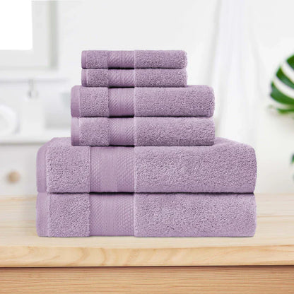 Turkish Cotton Highly Absorbent Solid 6 Piece Towel Set - Wisteria