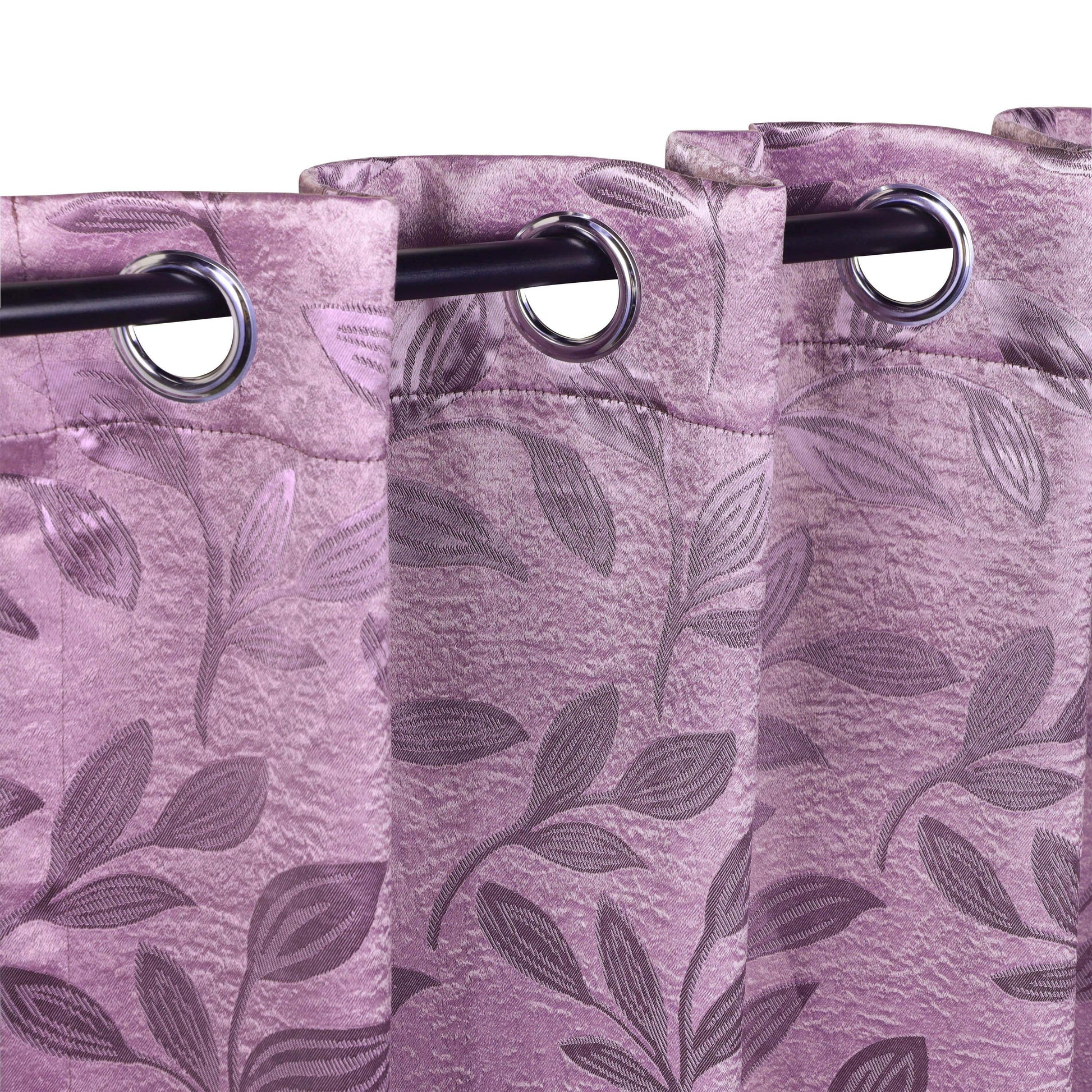 Leaves Machine Washable Room Darkening Blackout Curtains, Set of 2 - Wisteria