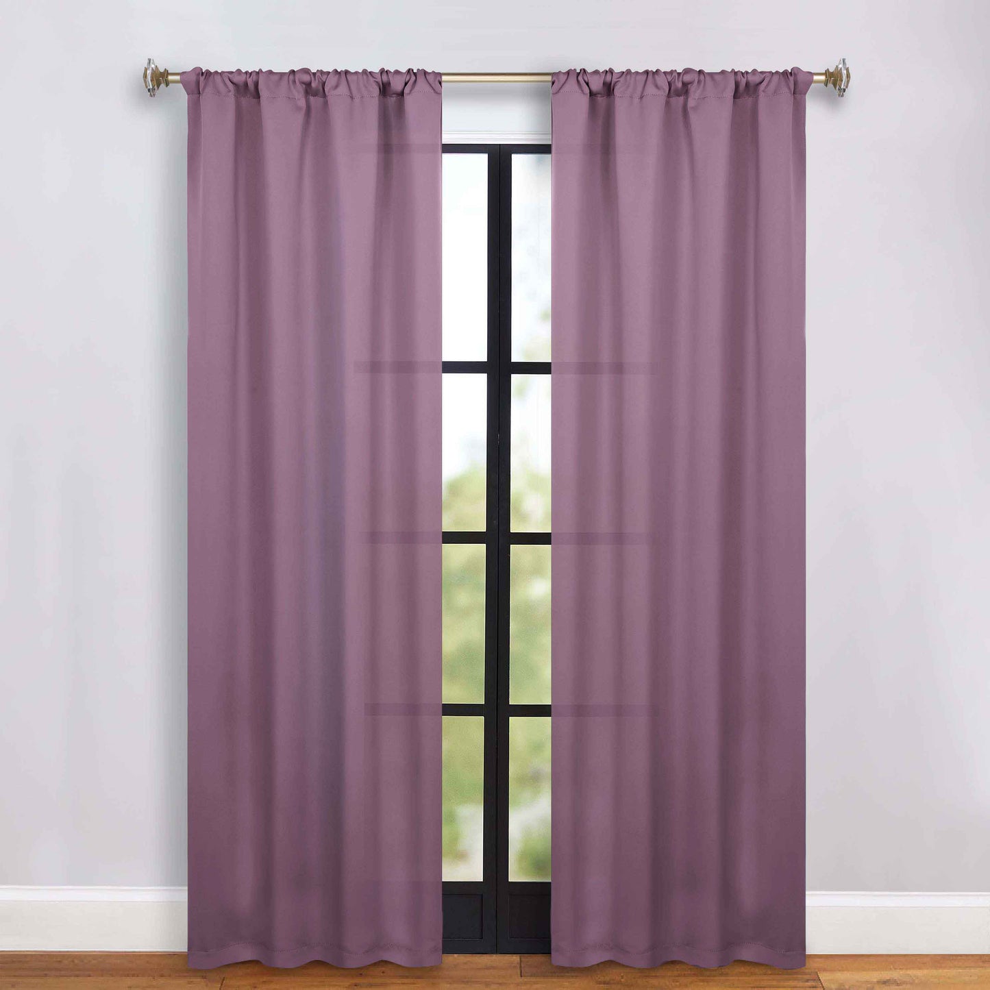 Solid Room Darkening Blackout Curtain Panels, Rod Pocket, Set of 2 - Wisteria