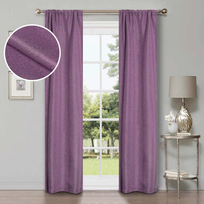 Linen Pattern Room Darkening Blackout Curtain Panel Set