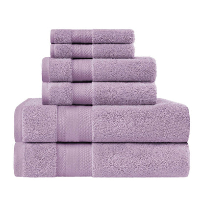 Turkish Cotton Highly Absorbent Solid 6 Piece Towel Set - Wisteria