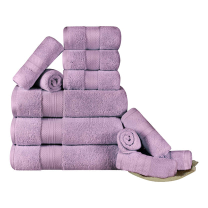 Turkish Cotton Highly Absorbent Solid 12 Piece Ultra Plush Towel Set - Wisteria