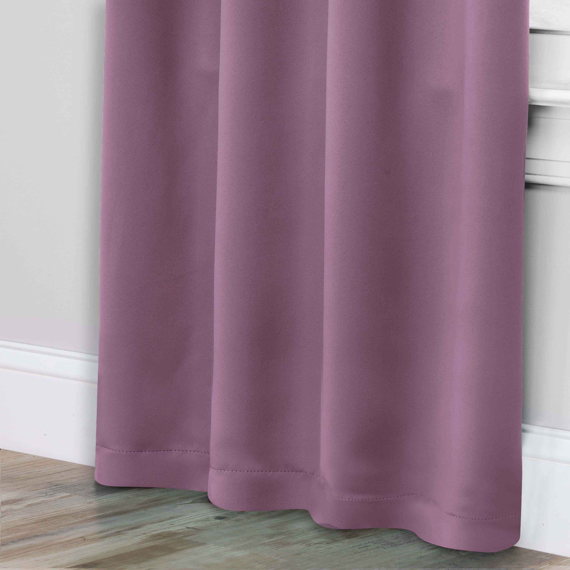 Solid Room Darkening Blackout Curtain Panels, Rod Pocket, Set of 2 - Wisteria