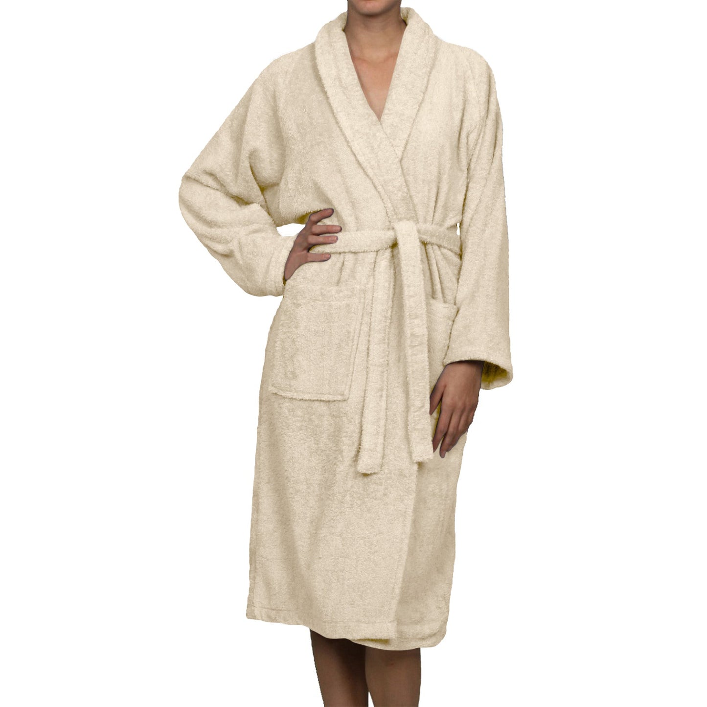 Cotton Ultra-Soft Terry Adult Unisex Lightweight Luxury Bathrobe - Ivory