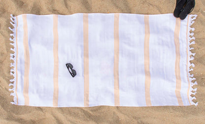 Tropical Cabana Stripe Fouta 4 Piece Beach Towel with Tassels