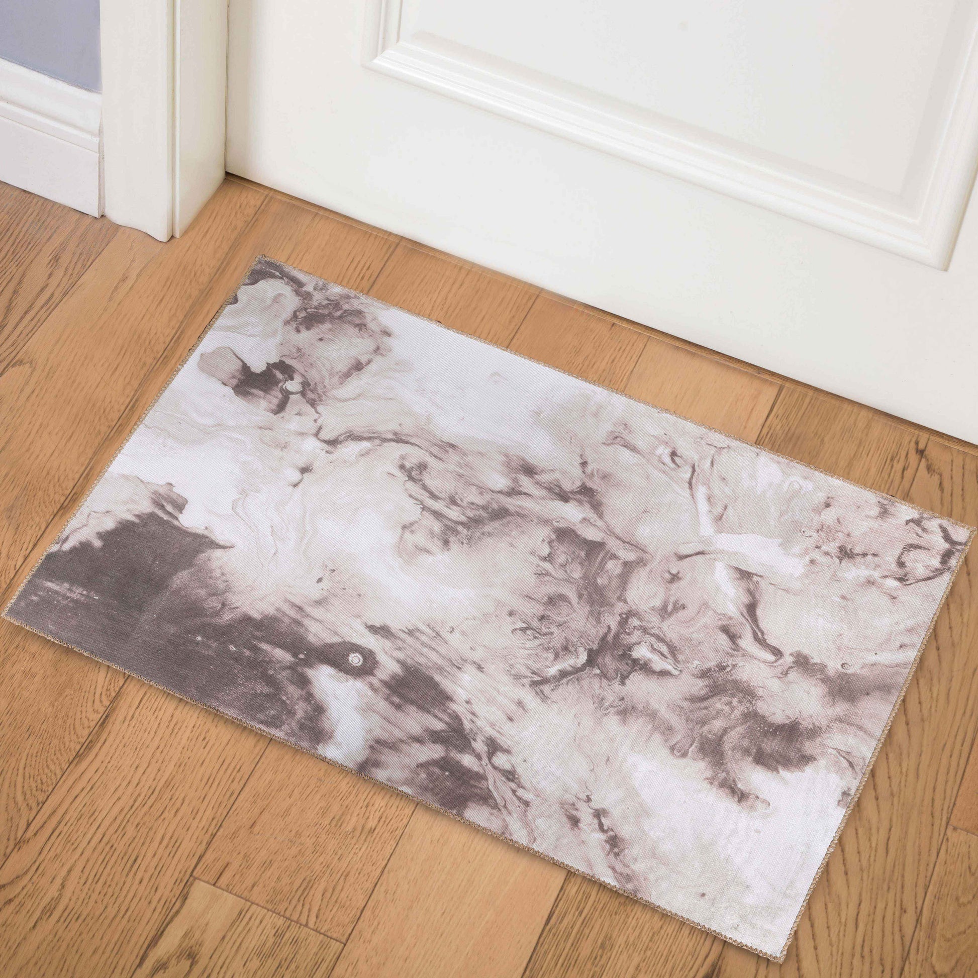 Yuma Abstract Marble Washable Indoor Area Rug or Runner Rug - Beige