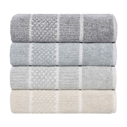 Naples Cotton Blend Textured Checkered and Ribbed 6 Piece Towel Set