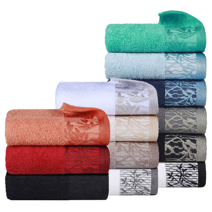 Wisteria Cotton Medium Weight Floral Jacquard Border 6 Piece Towel Set