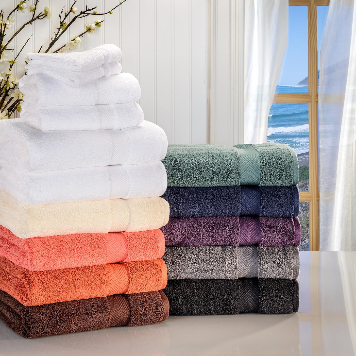 Zero Twist Cotton Solid Ultra-Soft Absorbent Hand Towel Set of 6