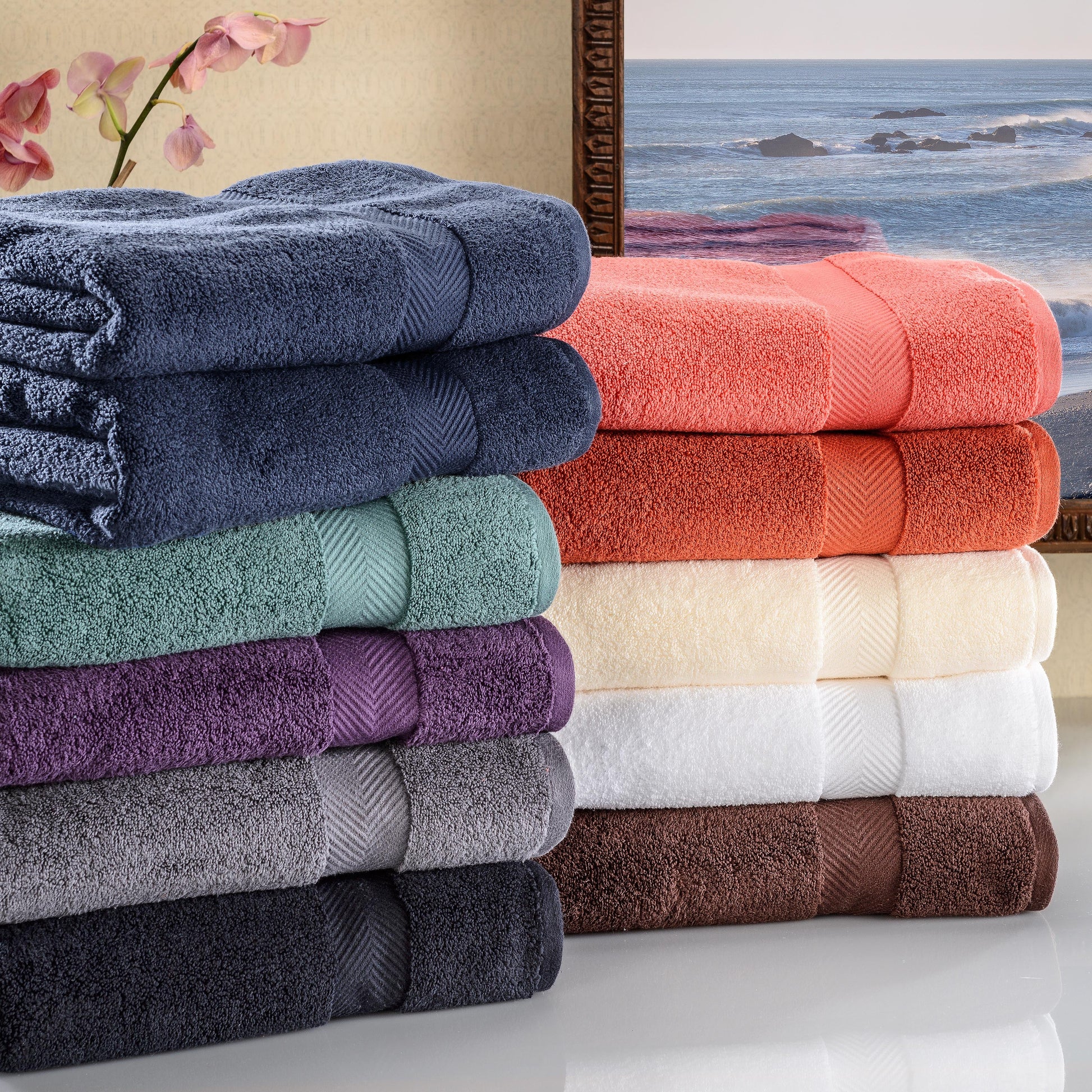 Zero Twist Cotton Solid Ultra-Soft Absorbent Hand Towel Set of 6